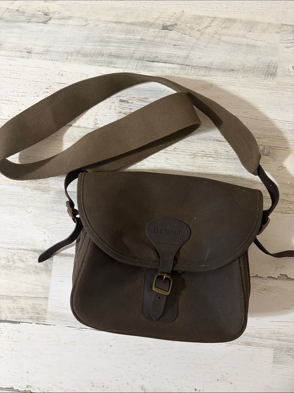 Barbour Dark Brown Waxed Cartridge Bag